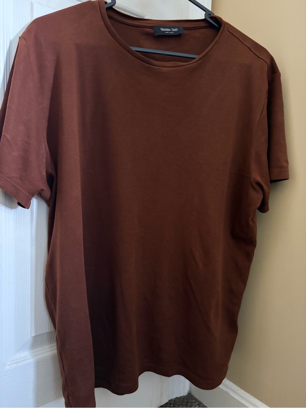 Massimo Dutti Men's Chestnut Brown Short Sleeve Crew T-Shirt